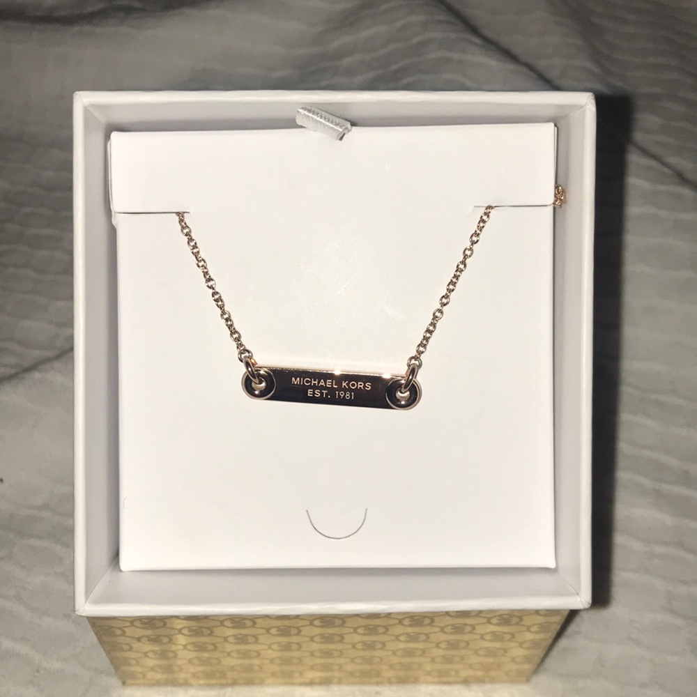 Rose gold Michael Kors bar necklace